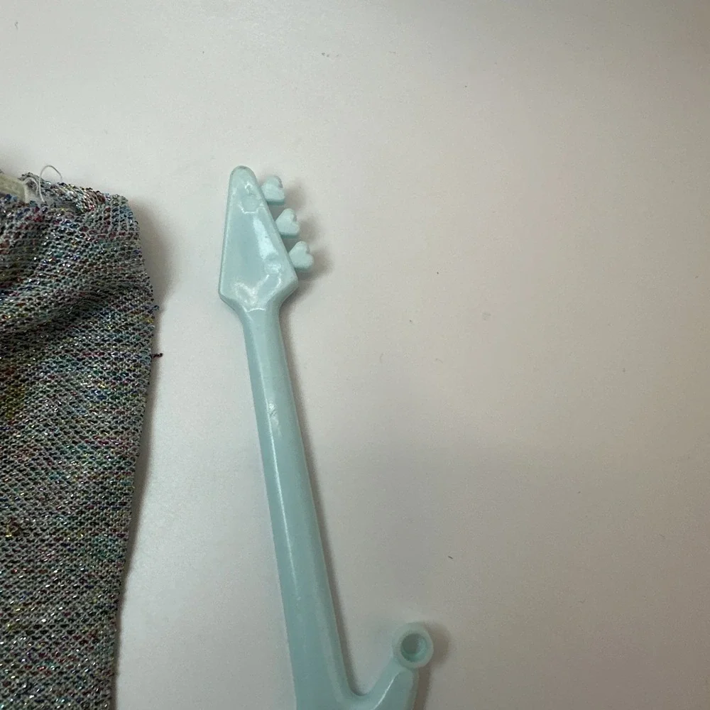 Vintage 1985 Jem and the Holograms Aja Blue Glitter Guitar Silver Tights Lot